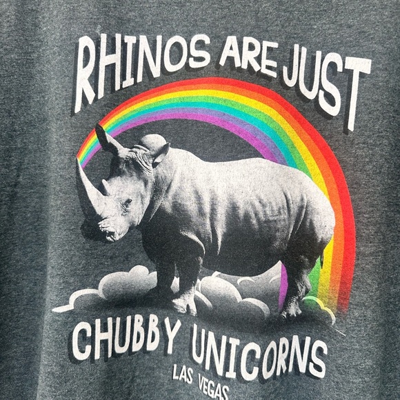 Rhinos are Just Chubby Unicons short sleeve Grey T shirt size L - Picture 3 of 4